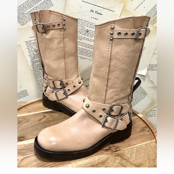 We The Free Shoes - Free People We The Free Janey Engineer Buckle Boot Nude Tan Fawn